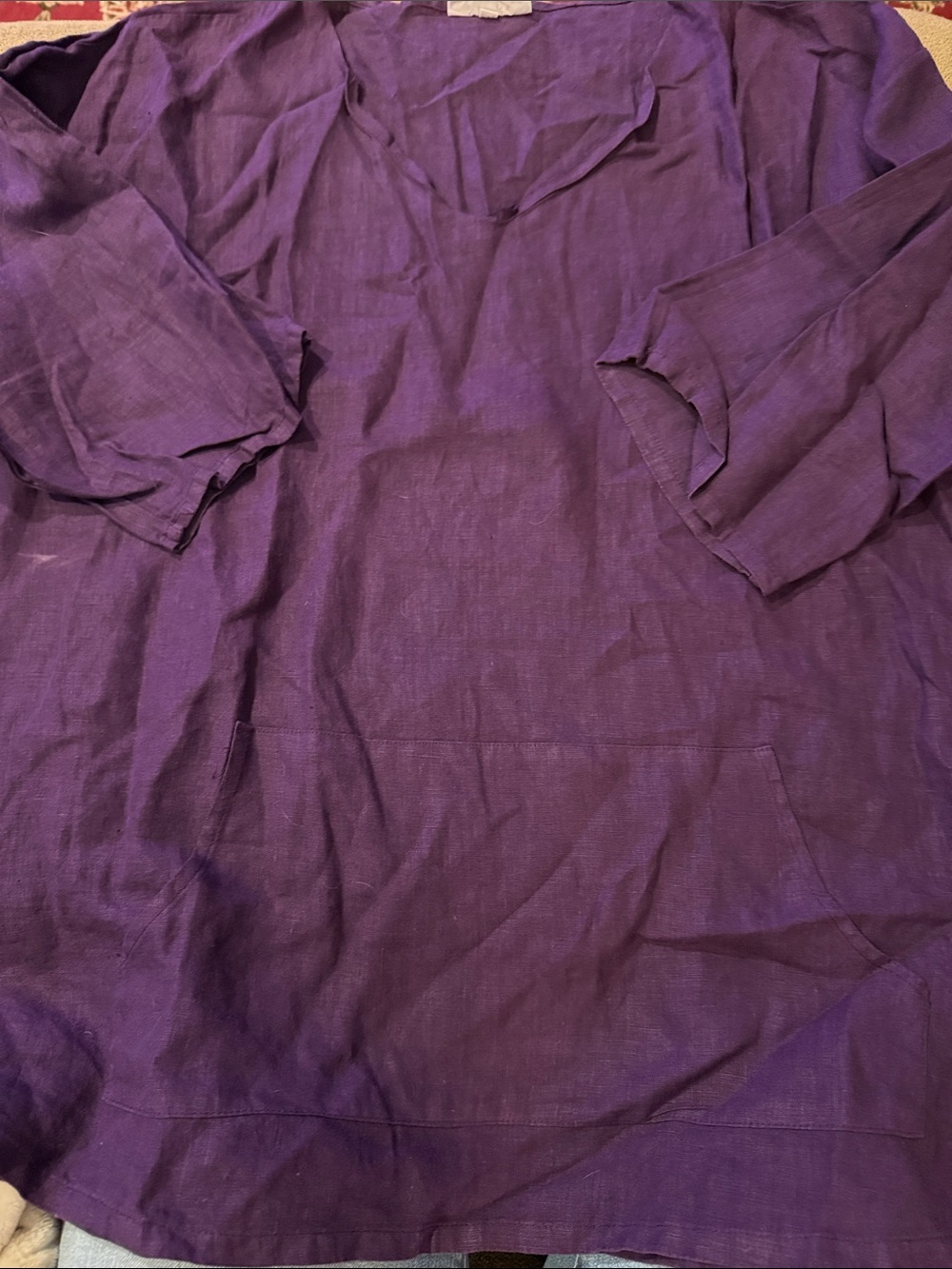 Bryn Walker Purple Tunic Top Size Large Loose Fit Linen (TD)